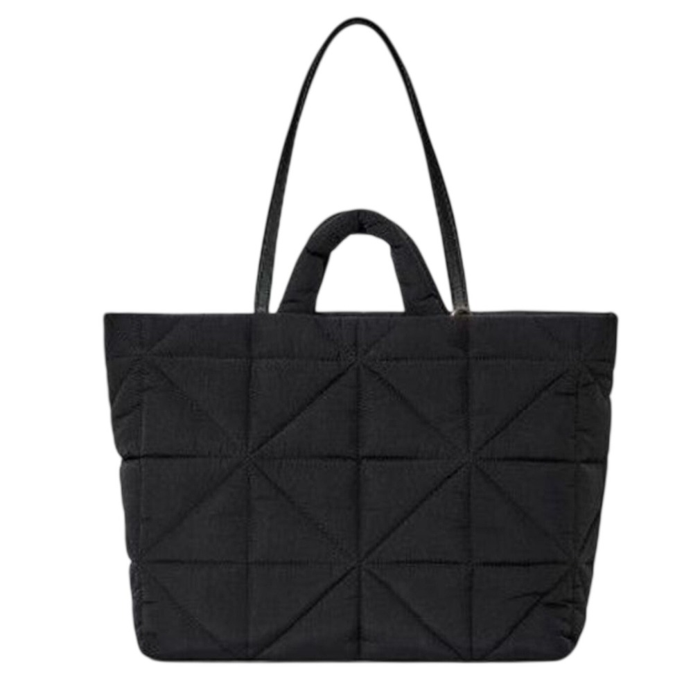 Universal Thread Kate Tote Bag Black Quilted Recycled Nylon Padded Shoulder Bag